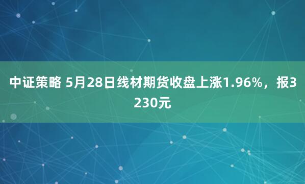 中证策略 5月28日线材期货收盘上涨1.96%，报3230元